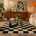 Checkerboard Rug - Blox Fringe Black