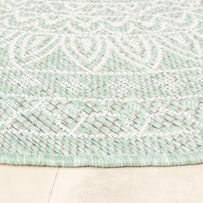 Round Outdoor Rug - Summer Azteca Mint