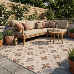 Geometric outdoor rug – Mosaic Dot Terracotta