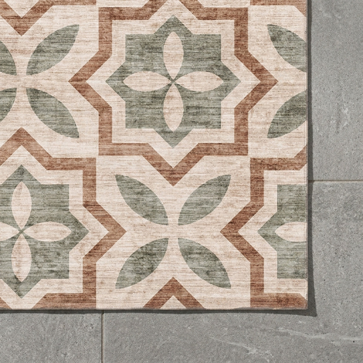 Geometric outdoor rug – Mosaic Medina Green