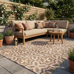 Geometric outdoor rug – Mosaic Medina Terracotta