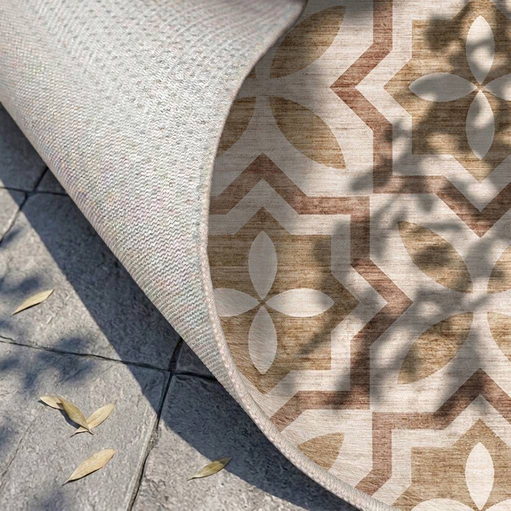 Geometric outdoor rug – Mosaic Medina Terracotta