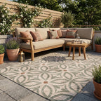 Geometric outdoor rug – Mosaic Petal Green