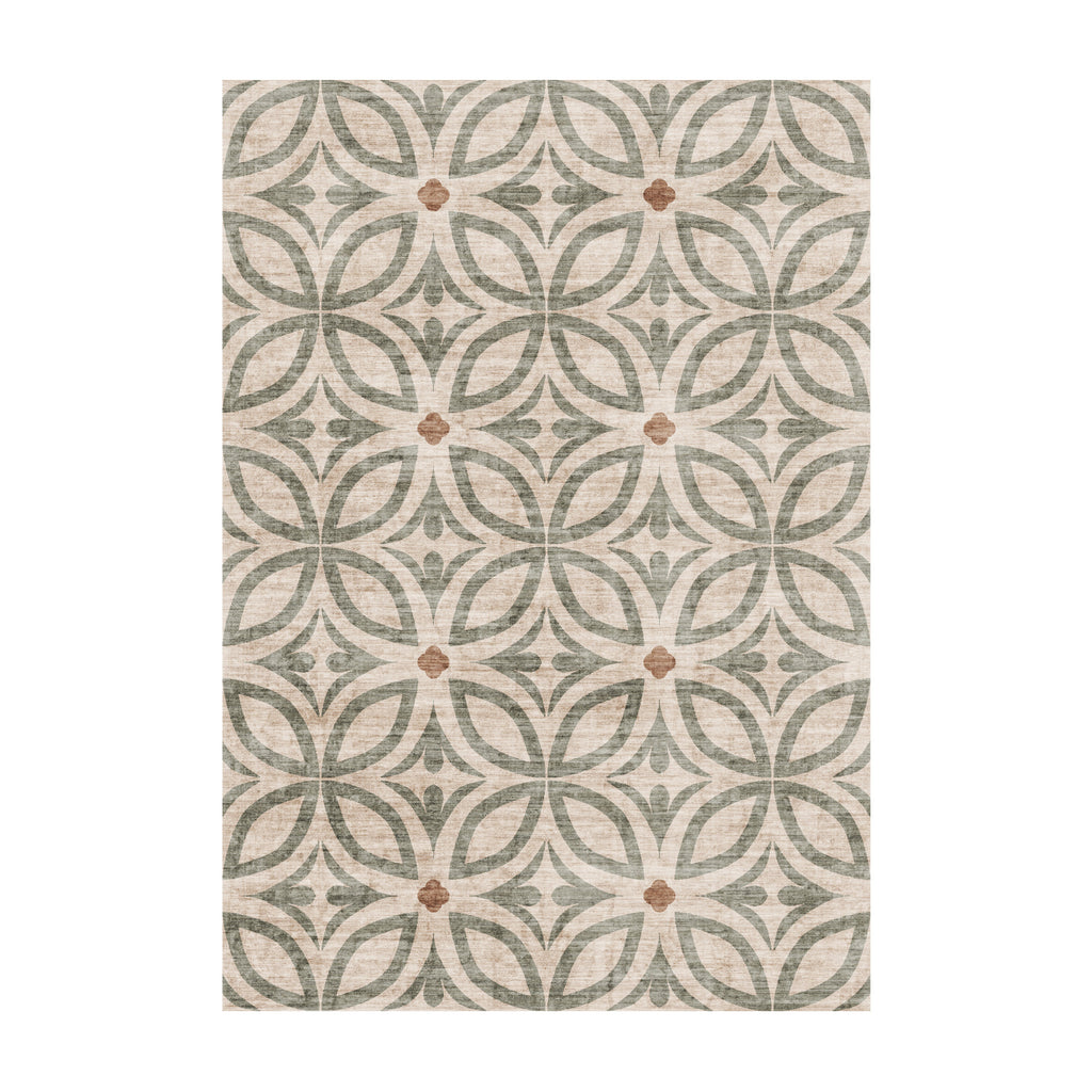 Geometric outdoor rug – Mosaic Petal Green