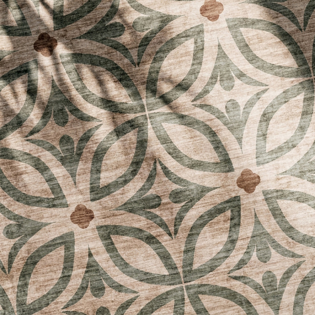 Geometric outdoor rug – Mosaic Petal Green