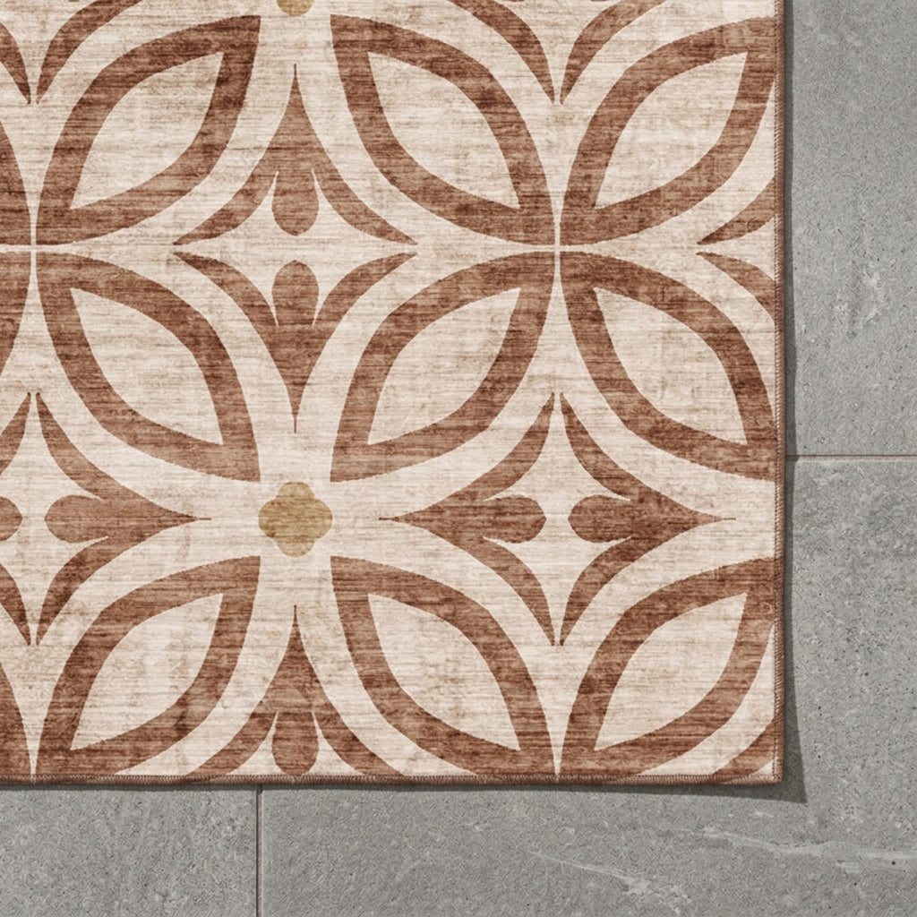 Geometryczny dywan zewnętrzny - Mosaic Petal Terakota