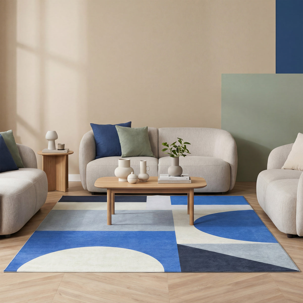 Geometric Rug – Swing Shapes Blue