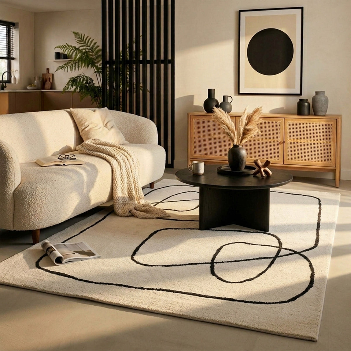 Japandi Rug - Yori Lines Cream/Black
