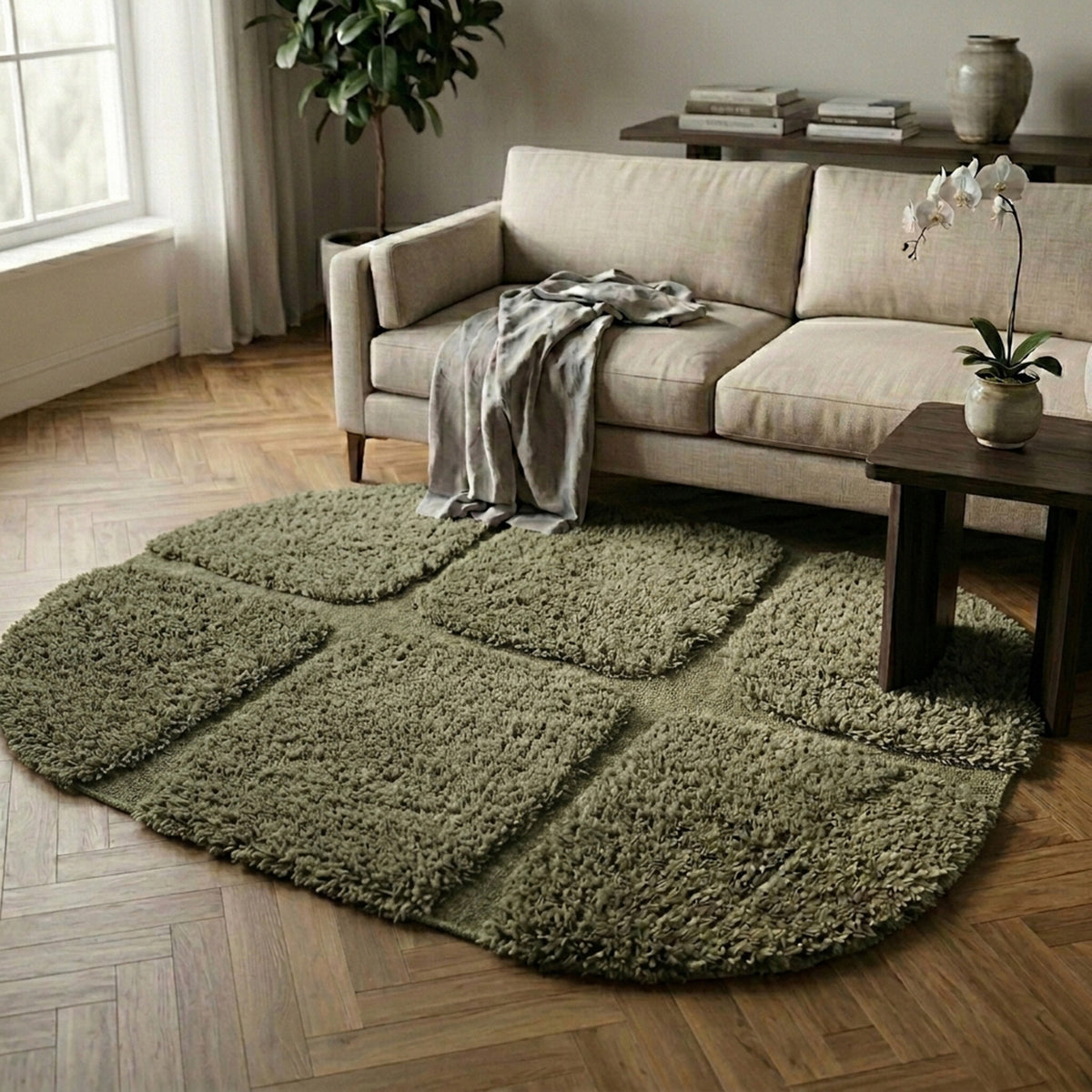 Dywan organiczny - Odette Grid zielony