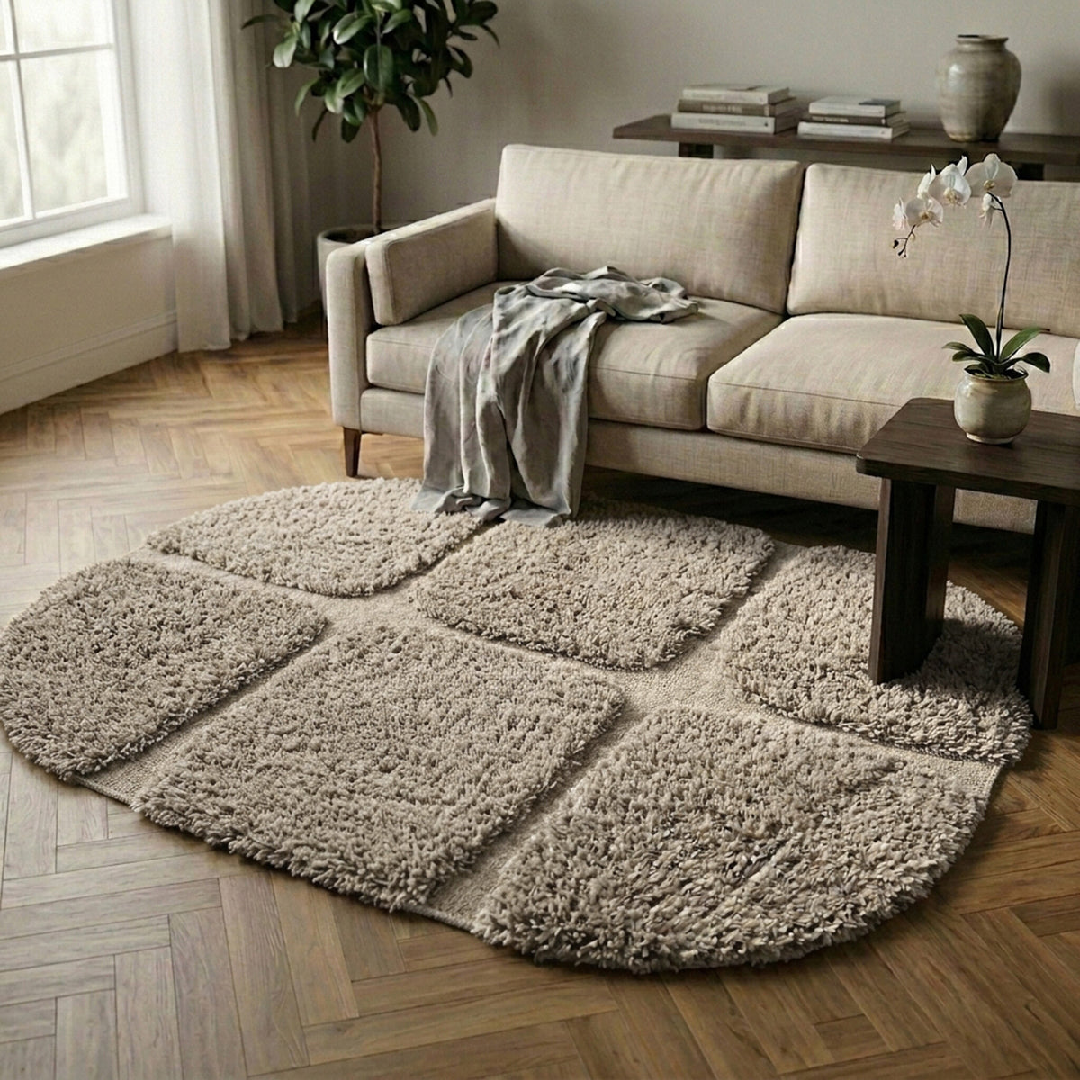 Dywan organiczny - Odette Grid taupe