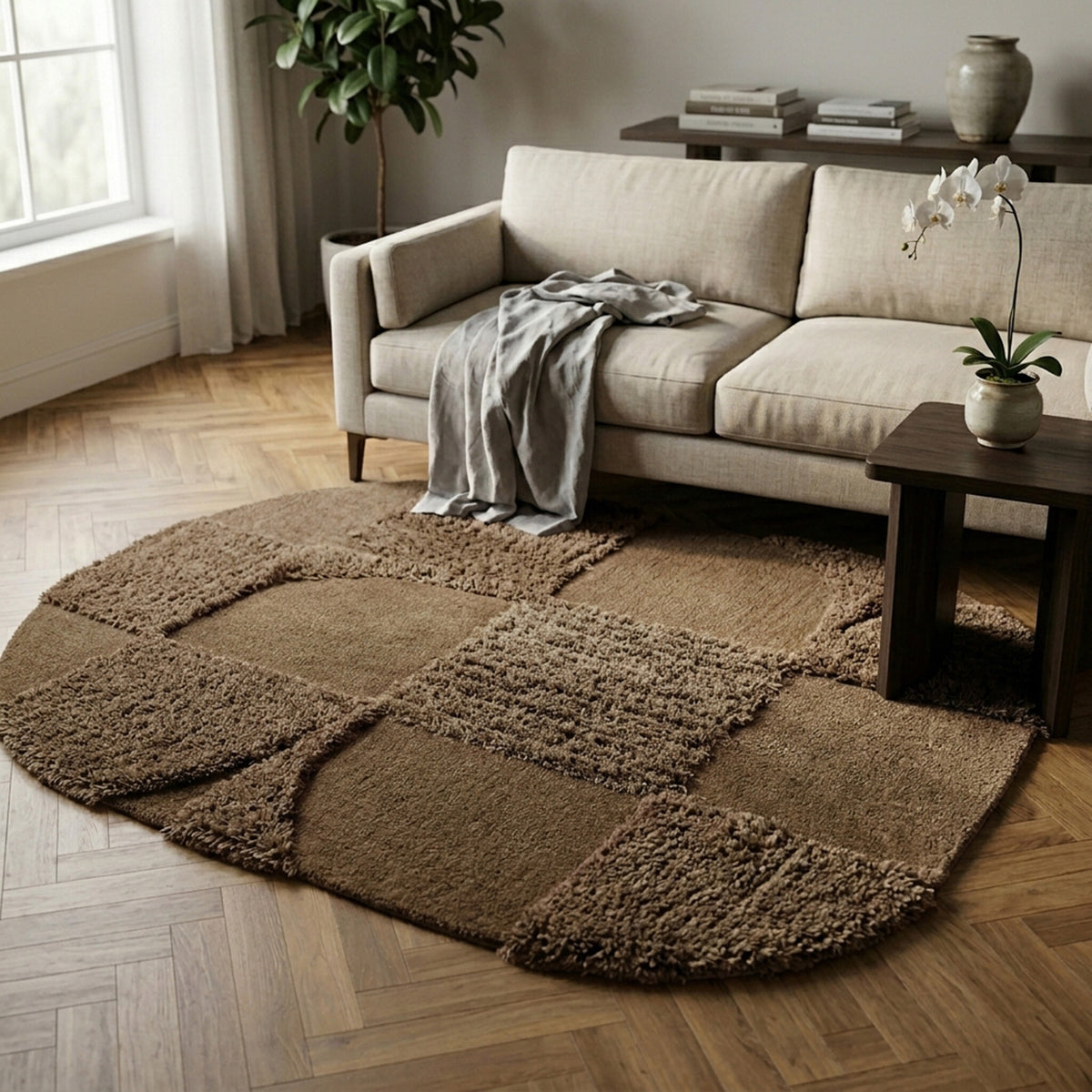 Dywan organiczny - Odette Shapes brązowy