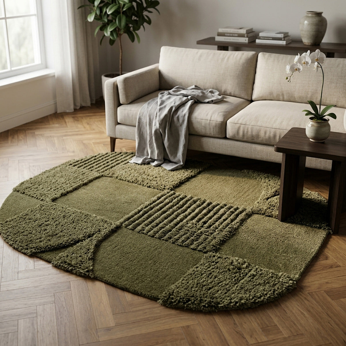 Dywan organiczny - Odette Shapes zielony