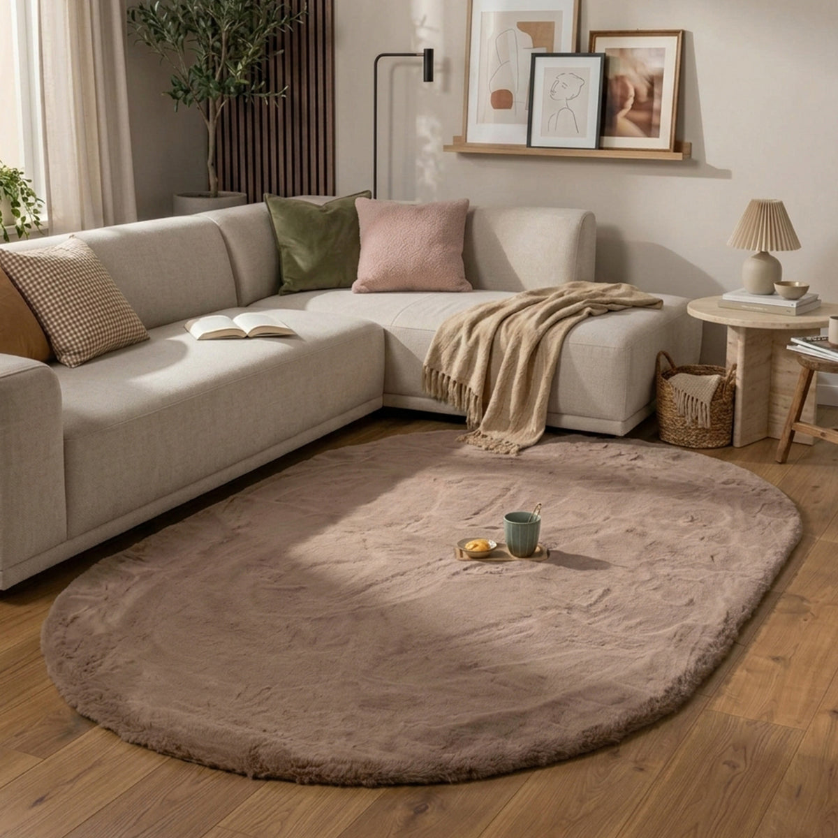 Dywan owalny z długim włosiem - Comfy Supreme Taupe