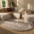 Oval Shaggy Rug - Blaze Beige/Grey