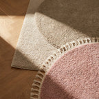 Round High Pile Rug - Lofty Cream/White