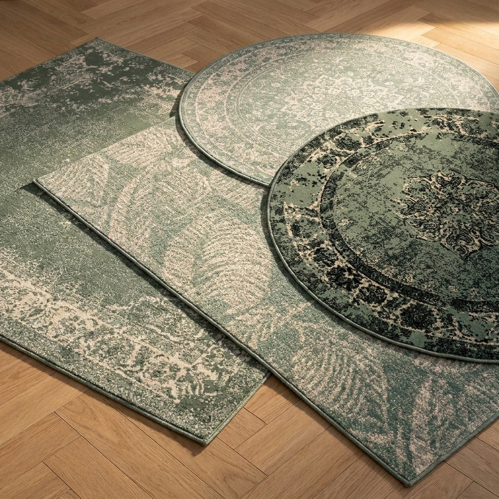 Round Vintage Rug - Wonder Oriental Green