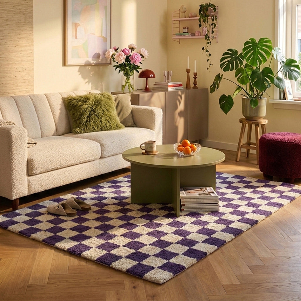 Retro Rug - Gambit Purple/White
