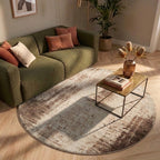 Round abstract rug - Rusty Taupe