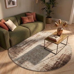 Round abstract rug - Rusty Taupe