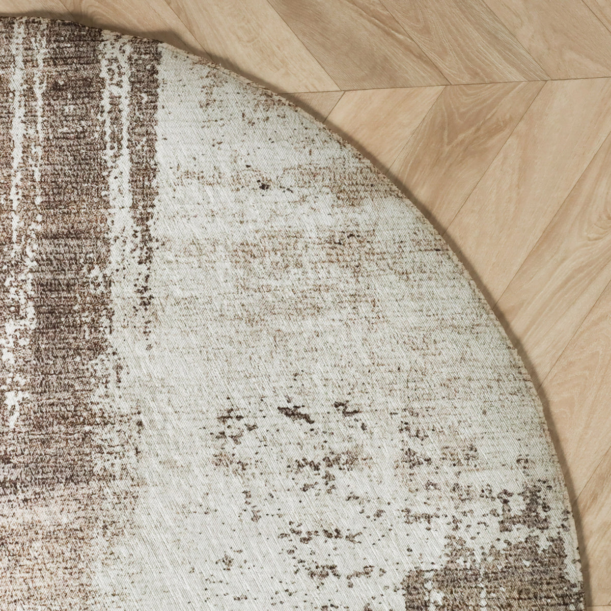 Round abstract rug - Rusty Taupe