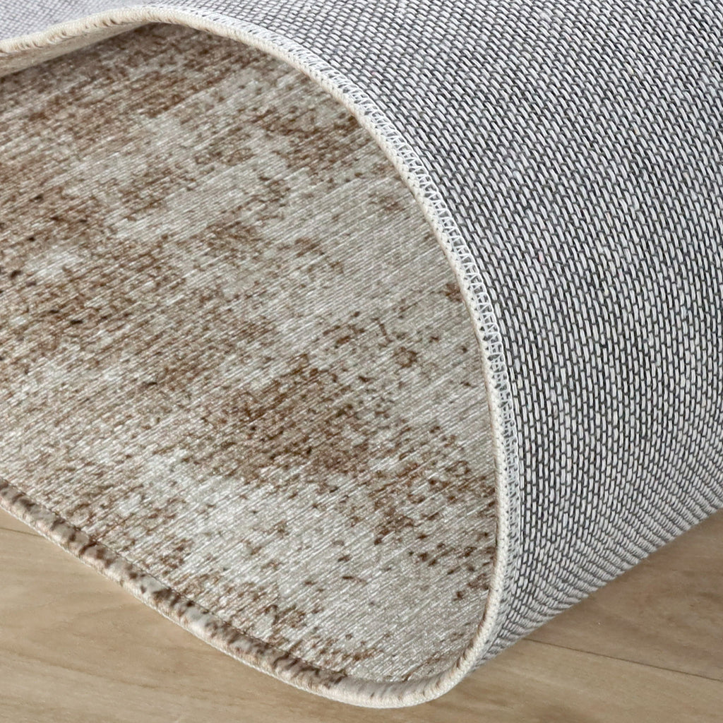 Round abstract rug - Rusty Taupe