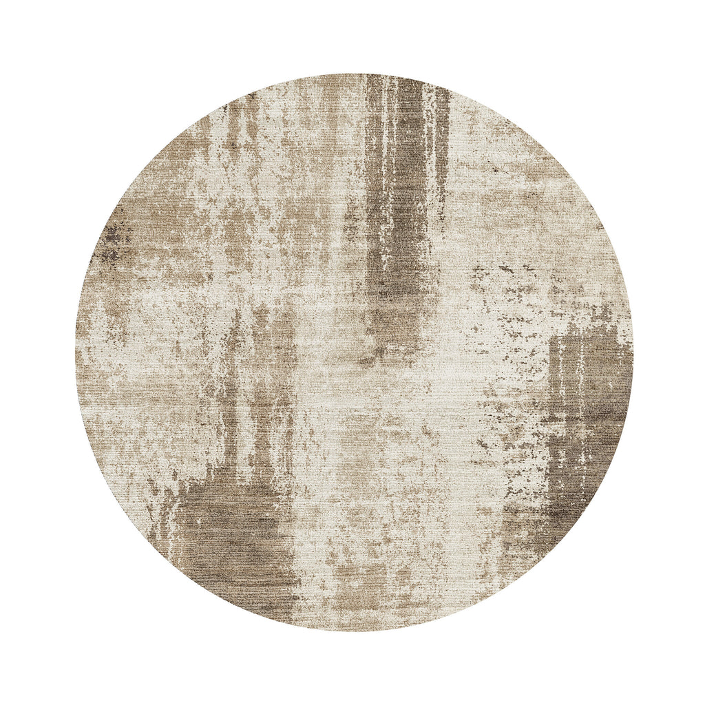 Round abstract rug - Rusty Taupe