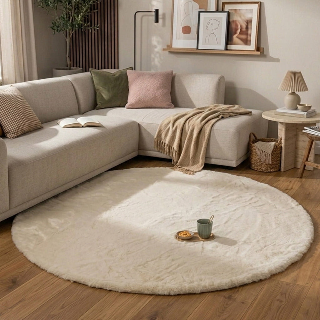 Round High Pile Rug - Comfy Supreme Cream