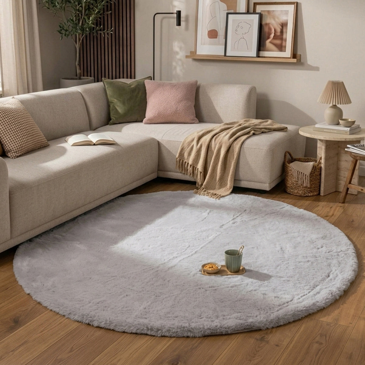 Round High Pile Rug - Comfy Supreme Grey