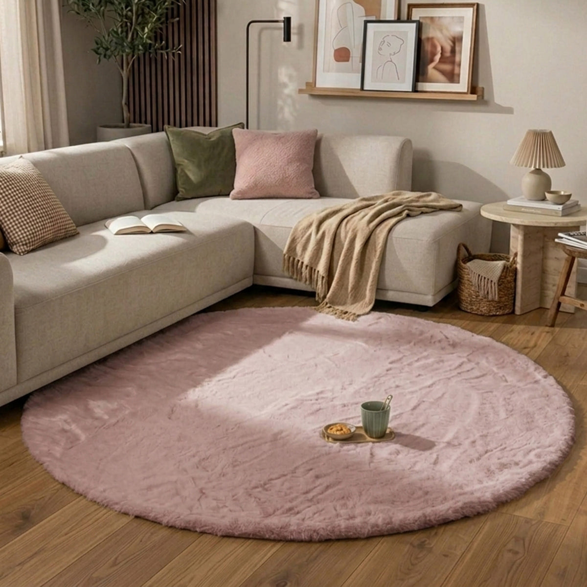 Round High Pile Rug - Comfy Supreme Pink
