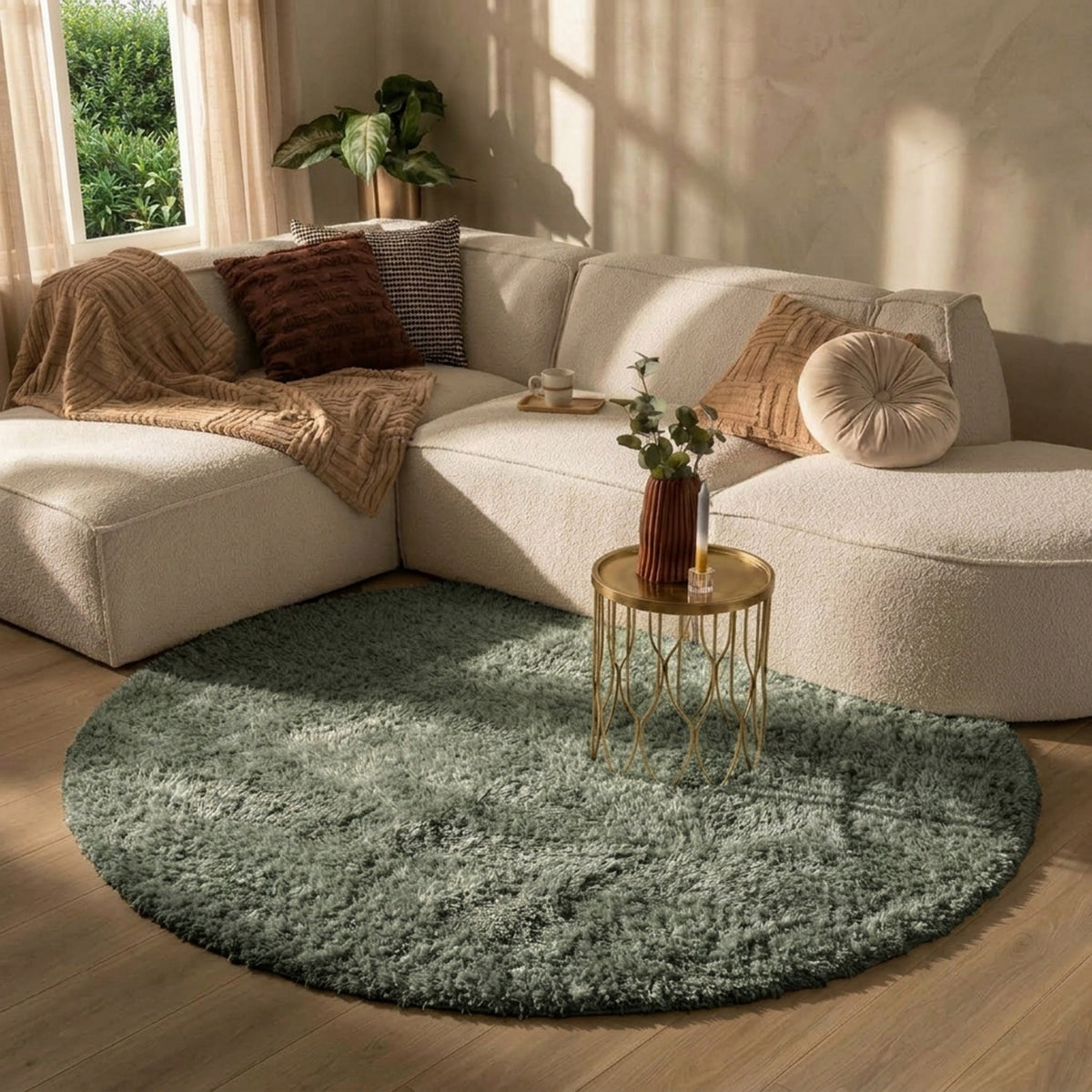 Round Shaggy Rug - Blaze Green