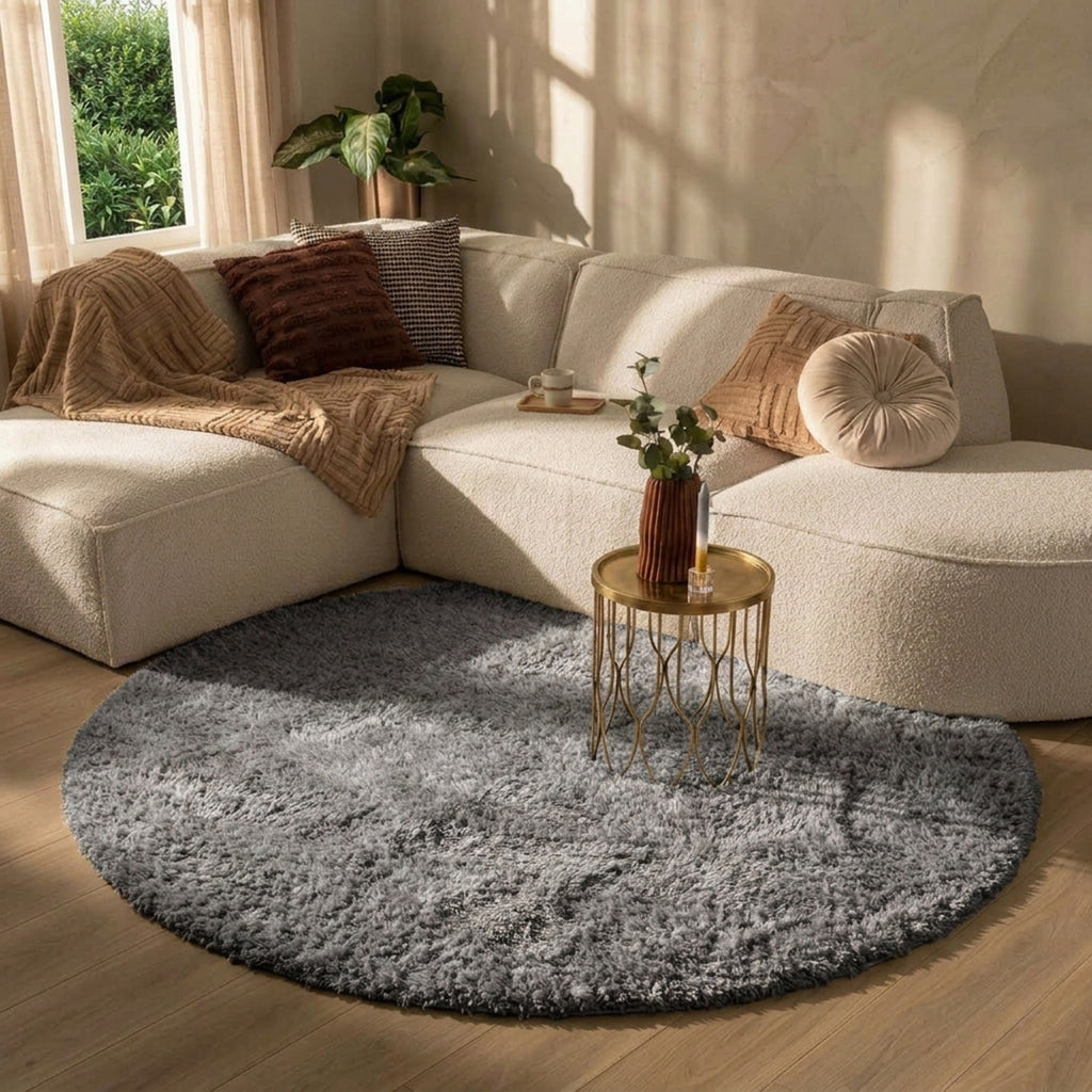 Round Shaggy Rug - Blaze Grey