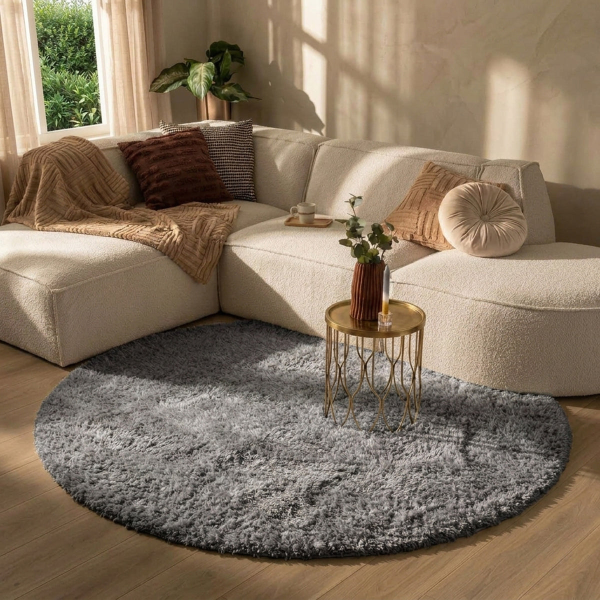 Round Shaggy Rug - Blaze Grey