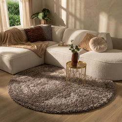 Round Shaggy Rug - Blaze Taupe