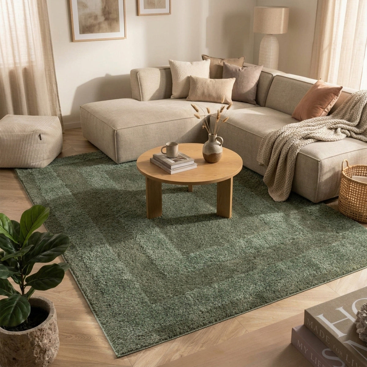 Scandinavian Rug - Lova Border Green