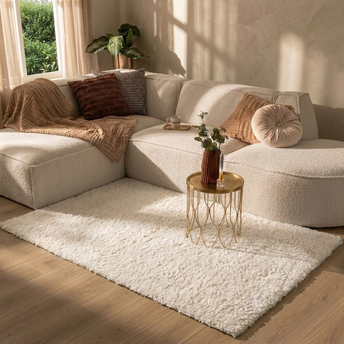 Shaggy Rug - Blaze Cream/White