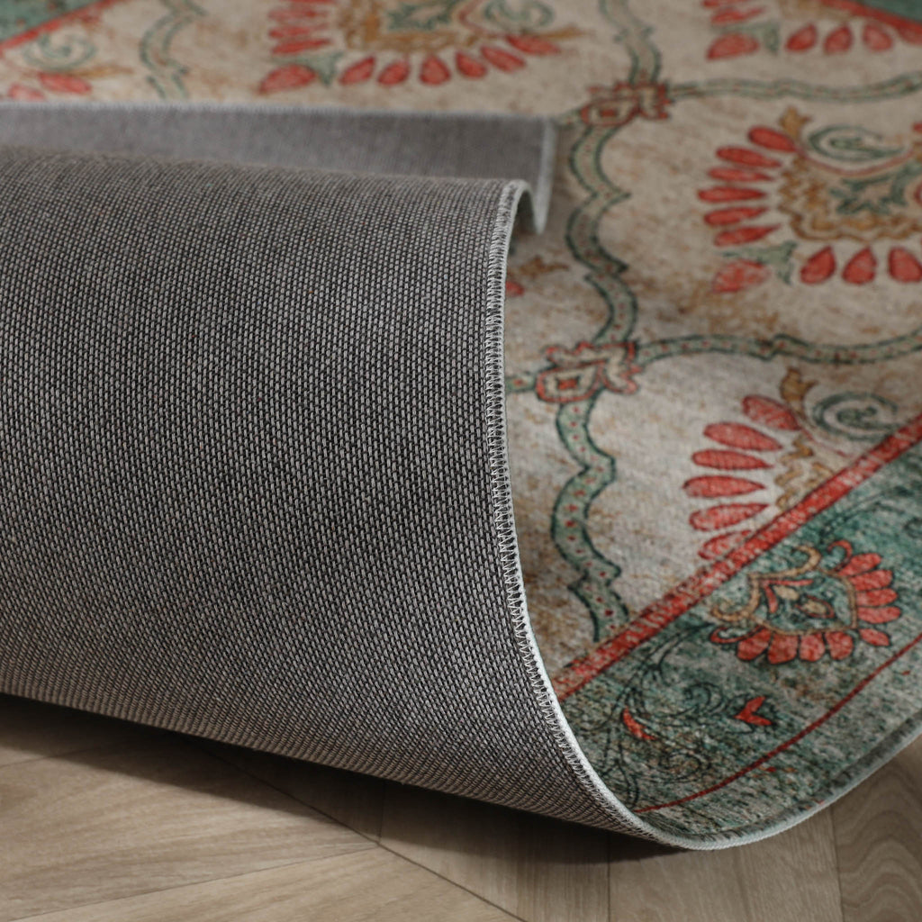 Vintage rug - Sage Grid Green