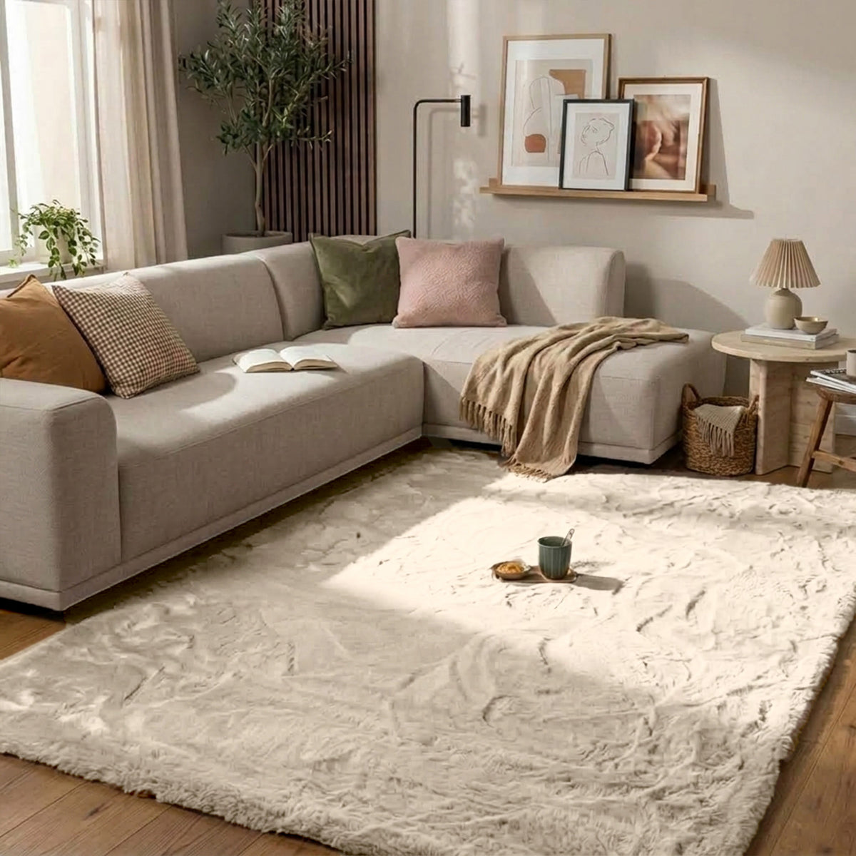 Miękki dywan z długim włosiem - Comfy Supreme Kremowy