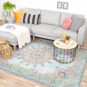 Dywan vintage - Lily Medallion Jasnoniebieski