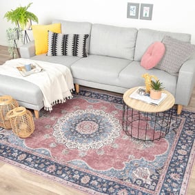 Dywan vintage - Lily Medallion Czerwony/Różowy