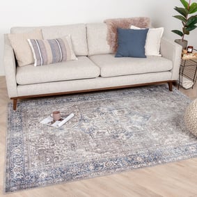 Dywan vintage - Lugan Niebieski/Taupe
