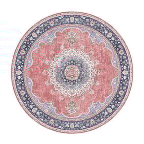 Dywan okrągły vintage - Lily Medallion Czerwony/Różowy - product