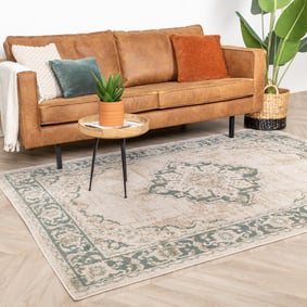 Dywan vintage - Spring Medaillon Kremowy/Zielony