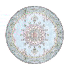Dywan okrągły vintage - Lily Medallion Turkusowy/Jasnoniebieski - product