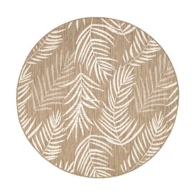Dywan zewnętrzny okrągły - Malta Leaves Naturalny - product
