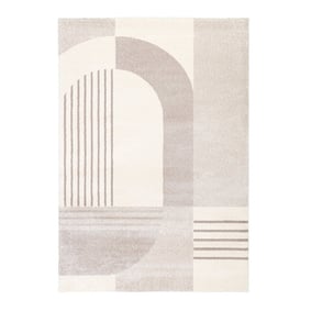 Dywan z długim włosiem - Serene Shapes Kremowy/Szary - product
