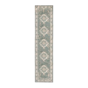 Chodnik dywanowy vintage - Spring Medaillon Zielony/Kremowy - product