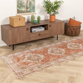 Chodnik dywanowy vintage - Spring Medaillon Terakota/Kremowy