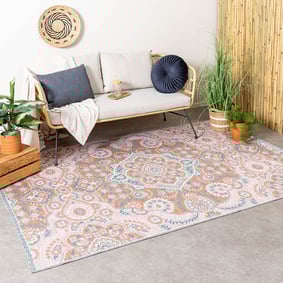 Dywan zewnętrzny boho - Vedra Medallion Różowy
