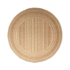 Dywan zewnętrzny okrągły - Mavi Stripes Kremowy/Brązowy - product