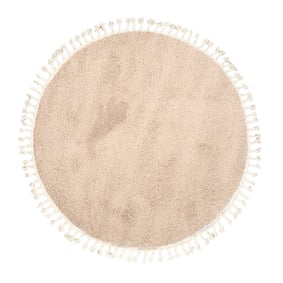 Dywan okrągły z długim włosiem - Lofty Fringe Beżowy - sfeer